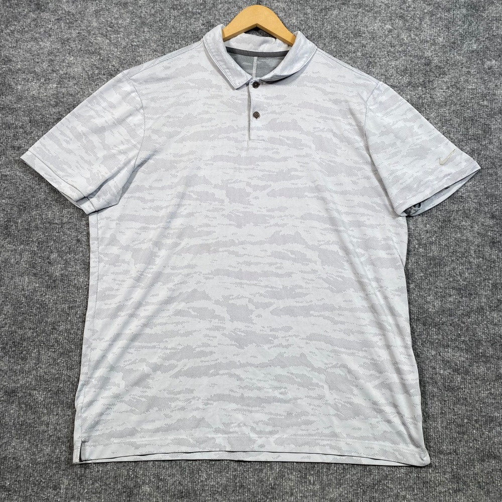 Nike Golf Dry Vapor Camo Polo Shirt Mens Large Grey White AA1852-021